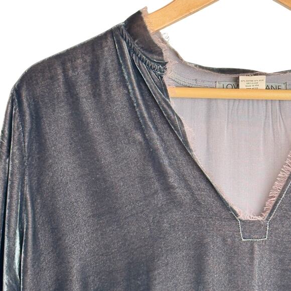 Love Tanjane Velvet Raw Hem Top M Gray Brown Slouchy Boho Handmade Ojai Ca - Picture 14 of 16